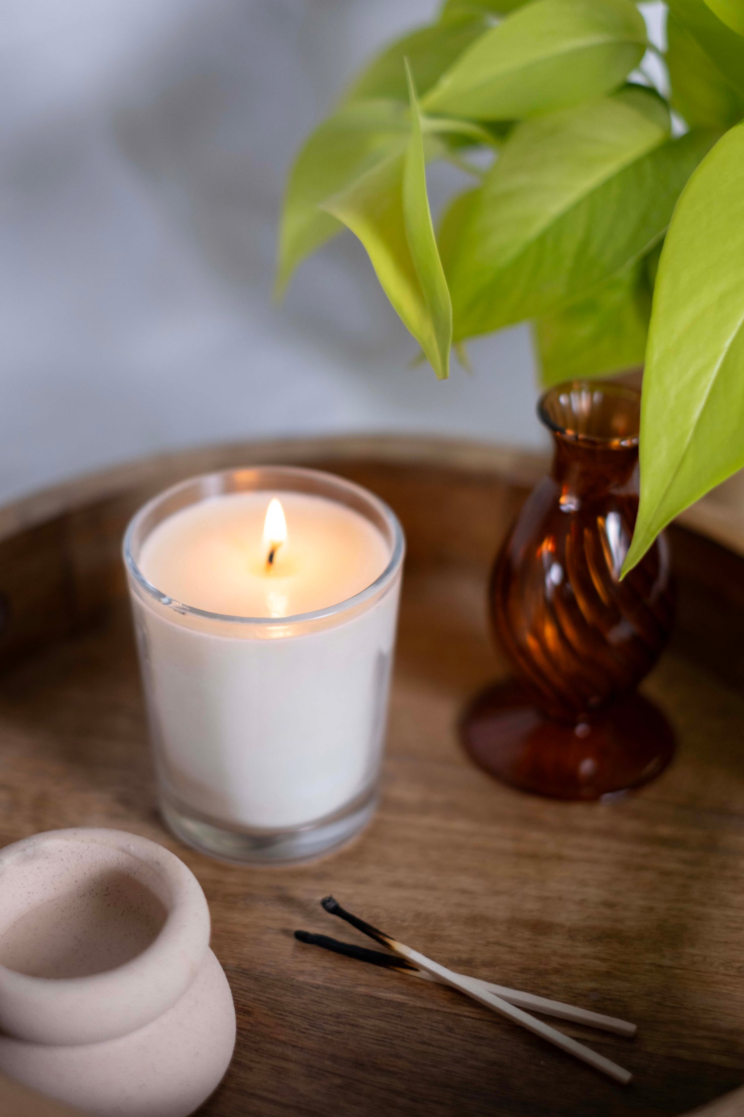 165g White label Candle Clear Glass - Pack of 6