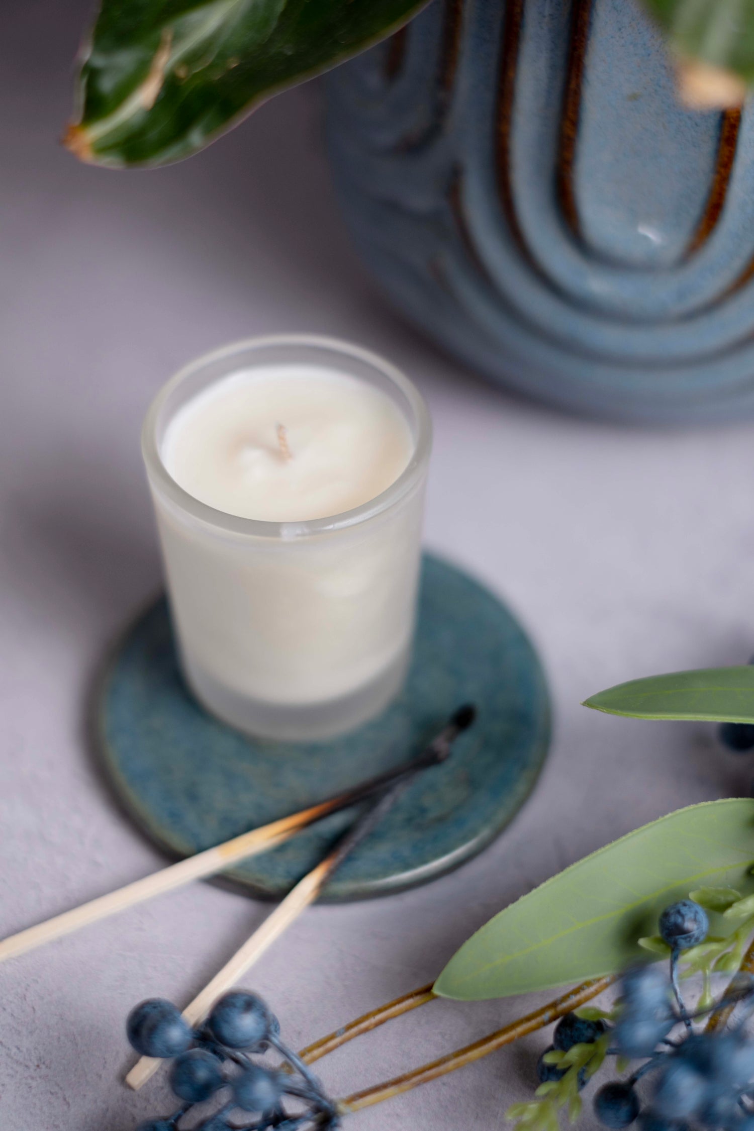 65g White label Candle Frosted Glass Pack of 6