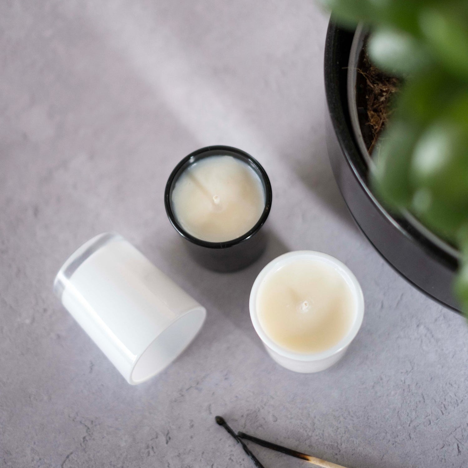 65g White label Candle Black Glass - Pack of 6