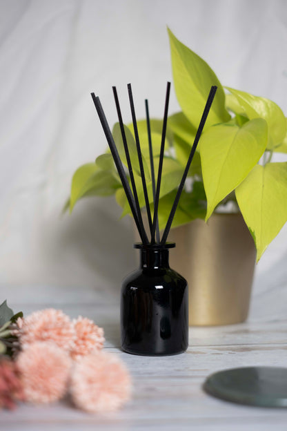 100ml Flat Top White Label Reed Diffuser Black Glass - Pack of 6
