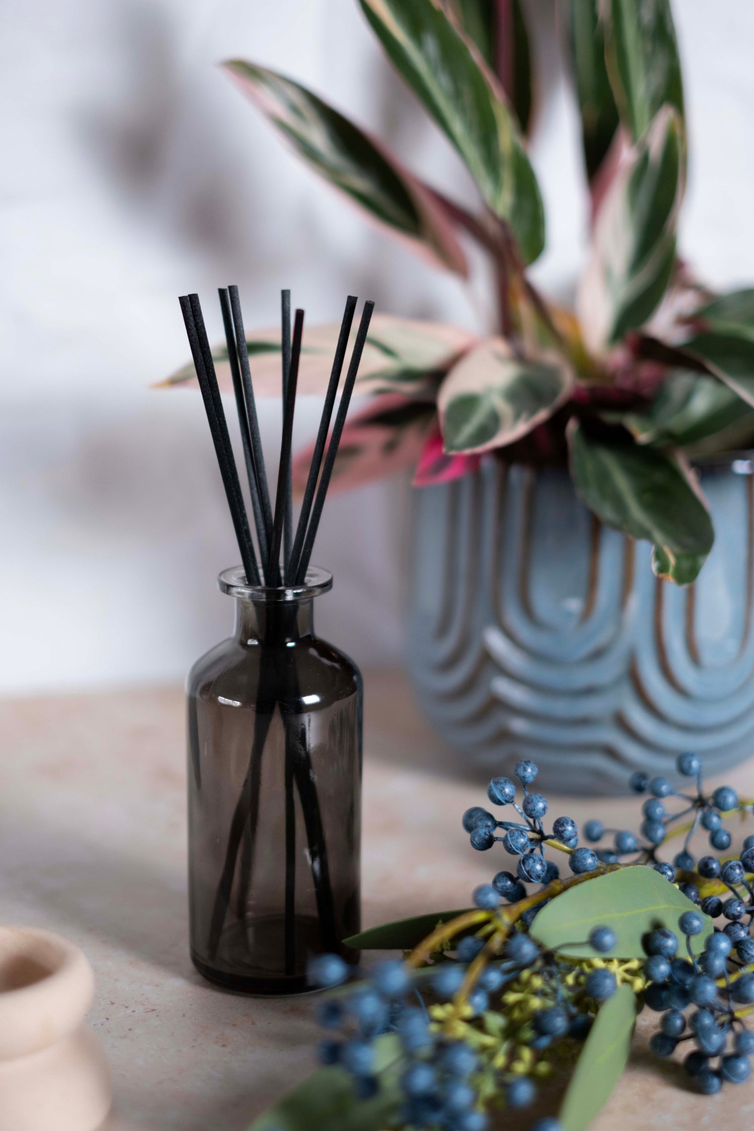 220ml Flat Top White Label Reed Diffuser Smoked Glass - Pack of 6