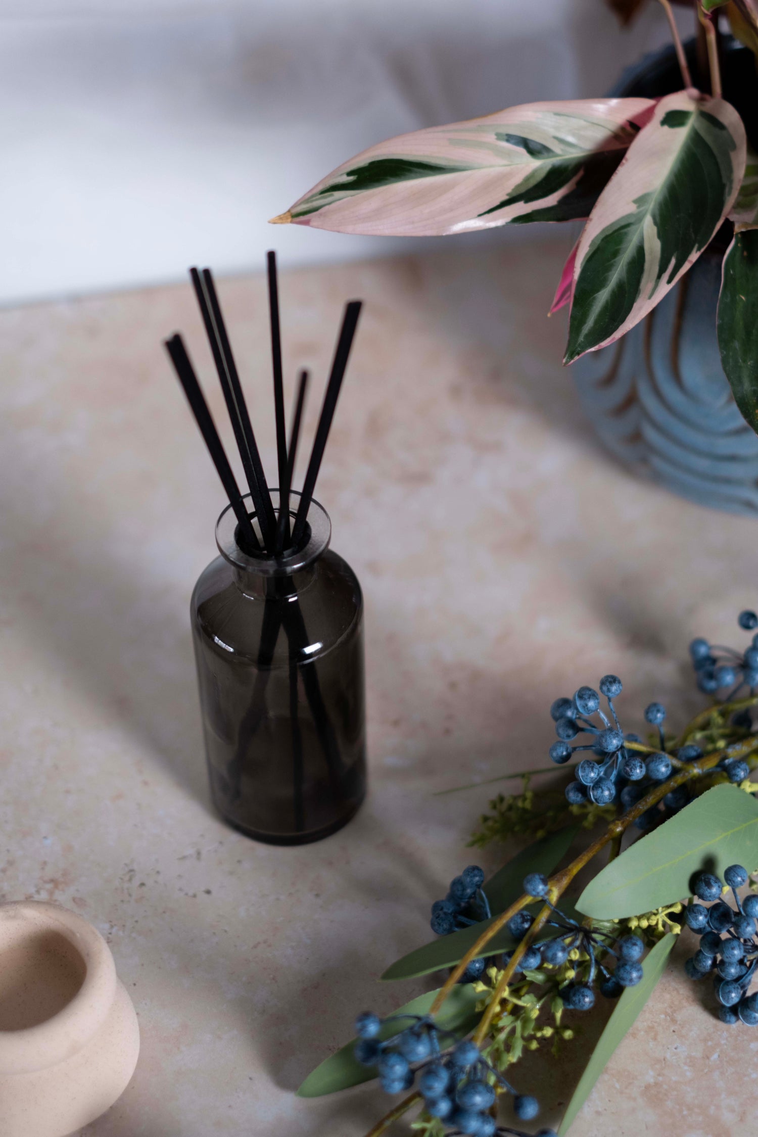 220ml Flat Top White Label Reed Diffuser Smoked Glass - Pack of 6