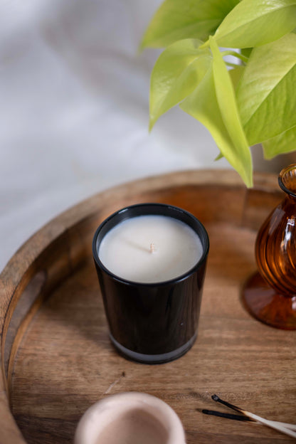 165g White label Candle Black Glass - Pack of 6