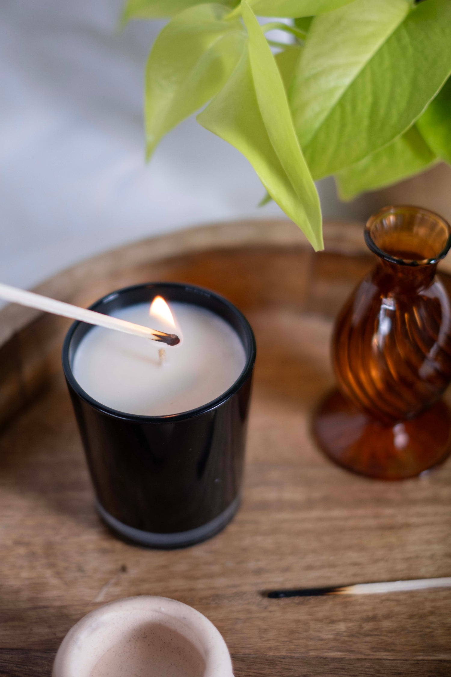 165g White label Candle Black Glass - Pack of 6