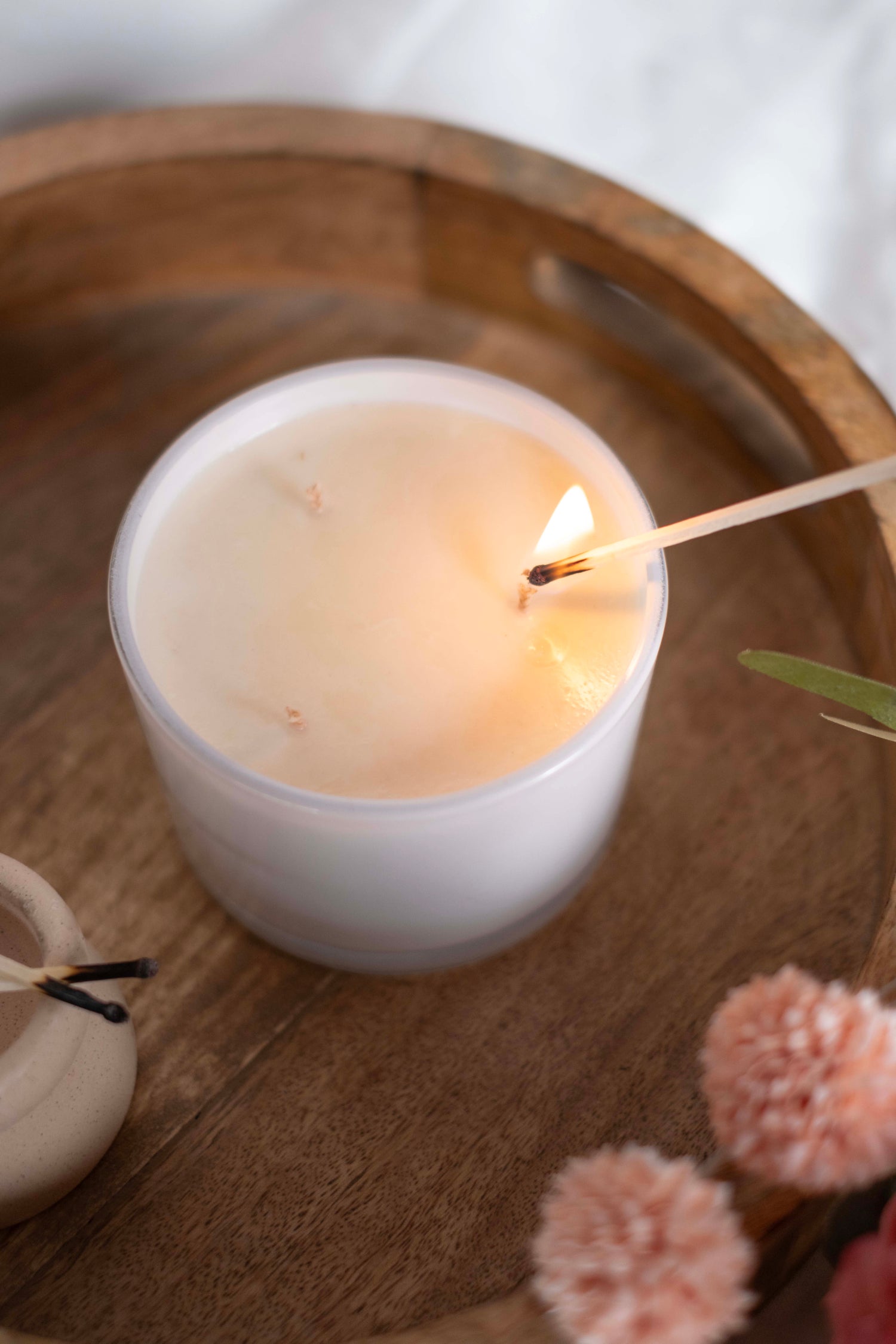 350g 3 wick White label Candle White Glass - Pack of 6