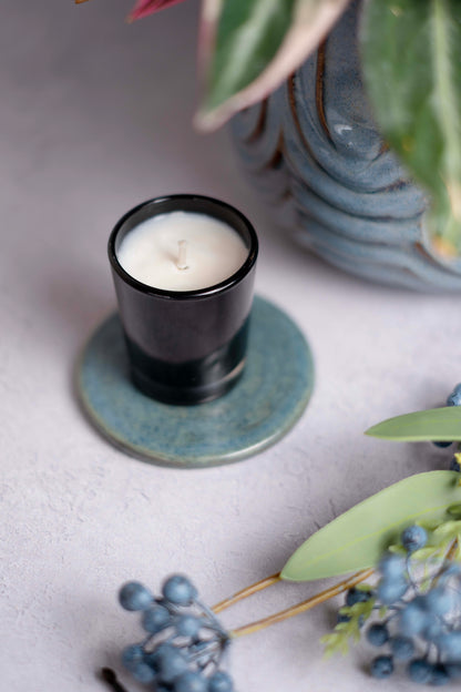 65g White label Candle Black Glass - Pack of 6