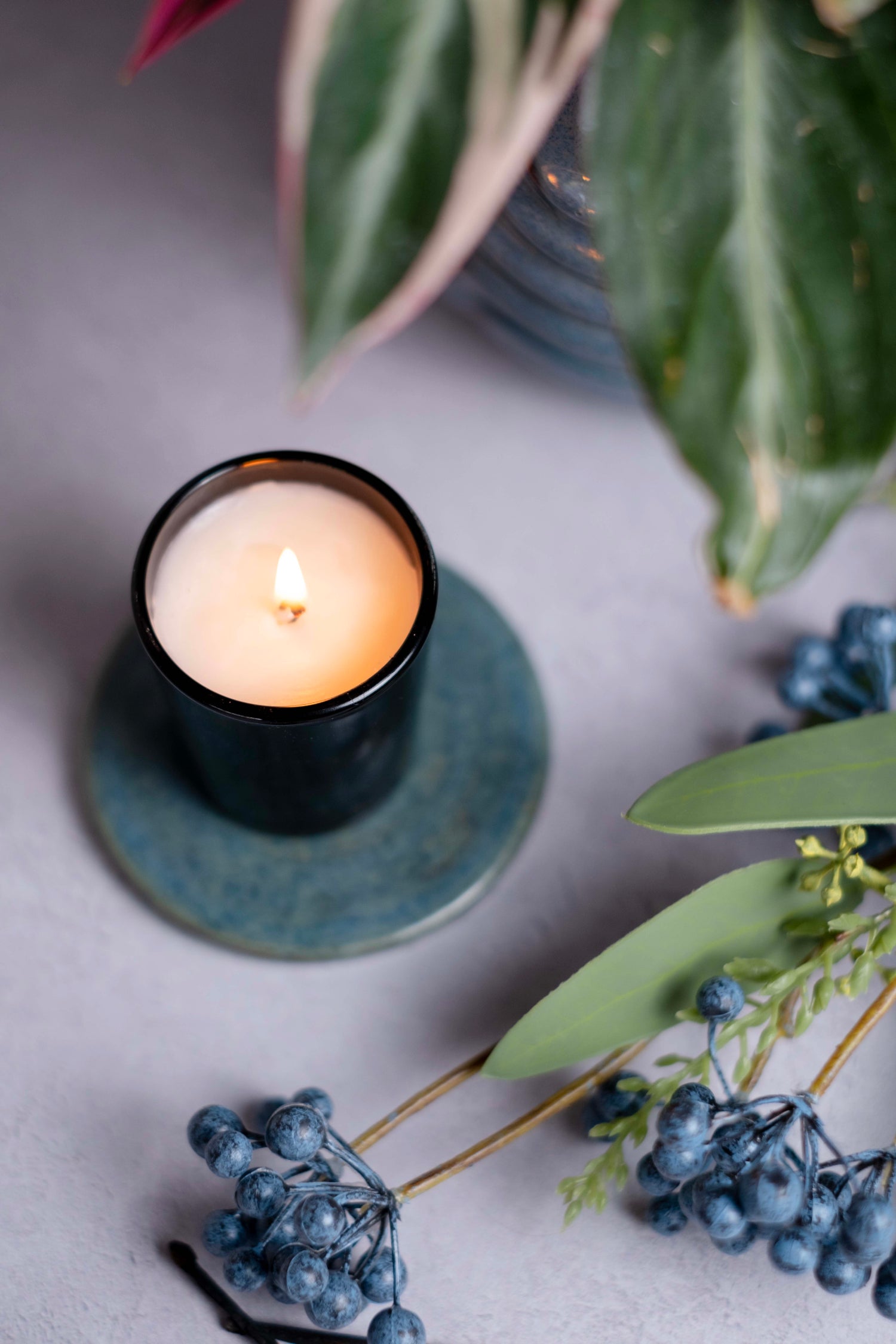 65g White label Candle Black Glass - Pack of 6