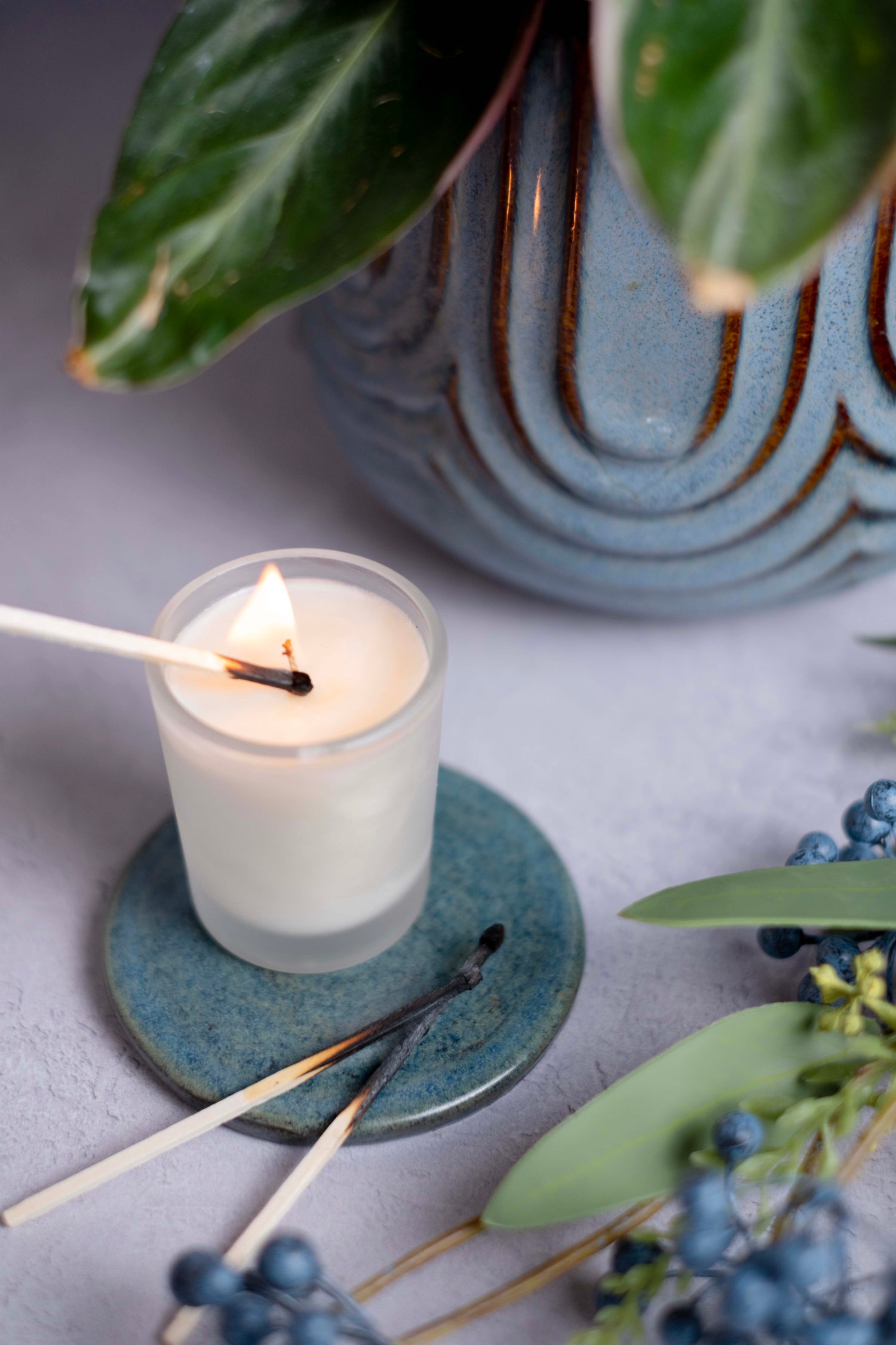 65g White label Candle Frosted Glass Pack of 6