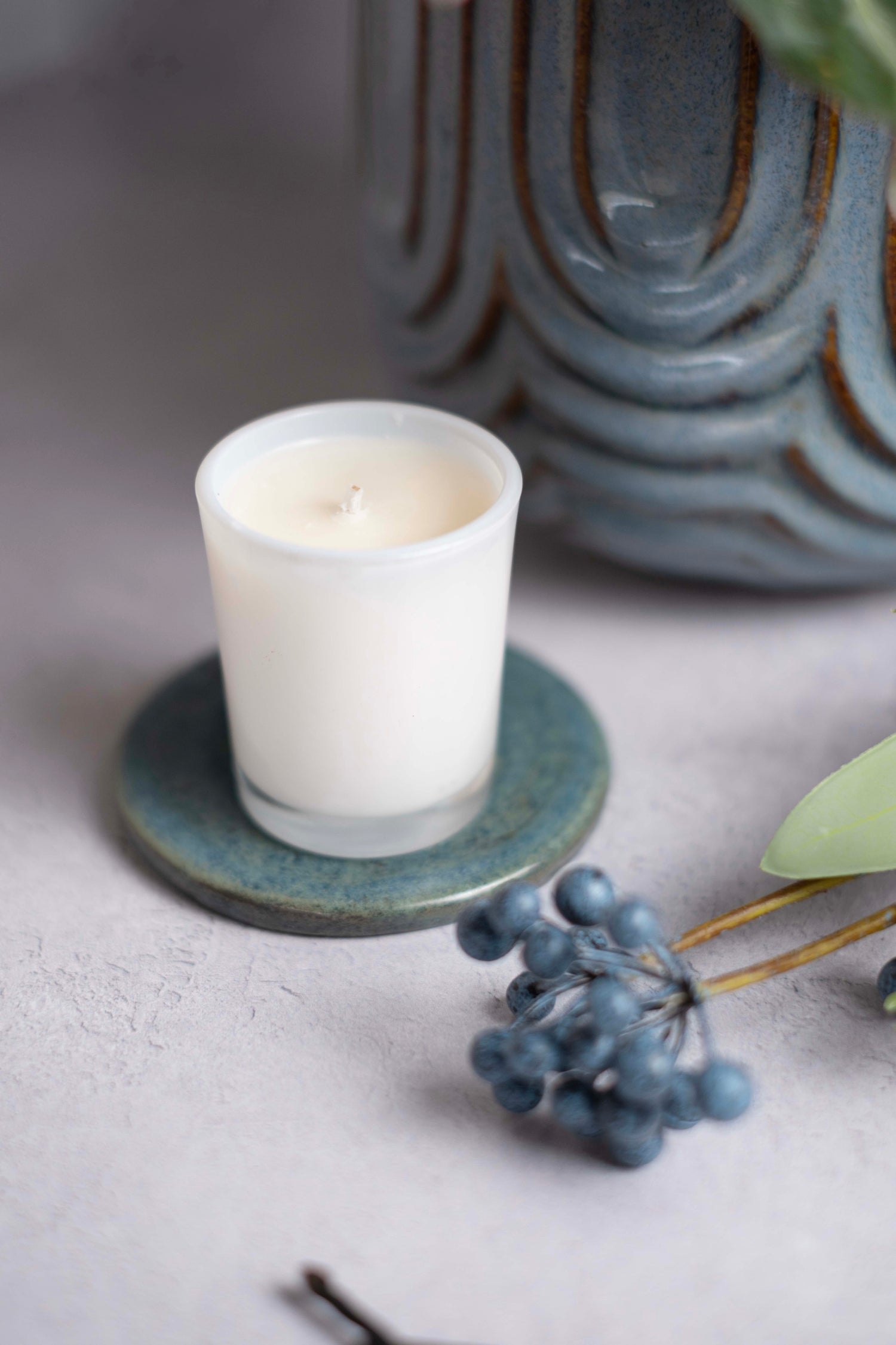 65g White label Candle White Glass - Pack of 6