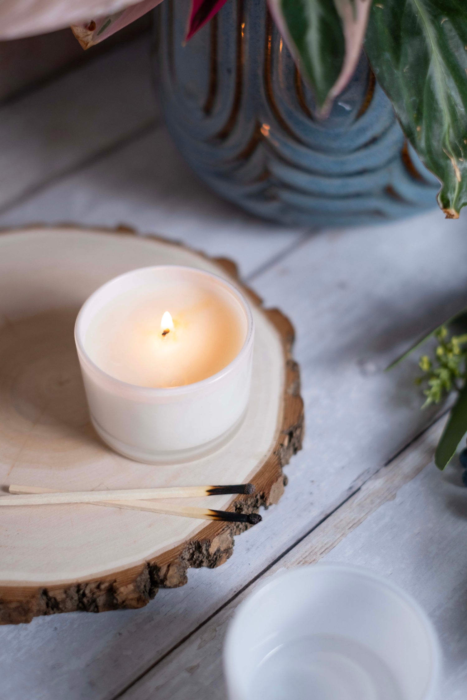80g White label Travel Candle White Glass - Pack of 6